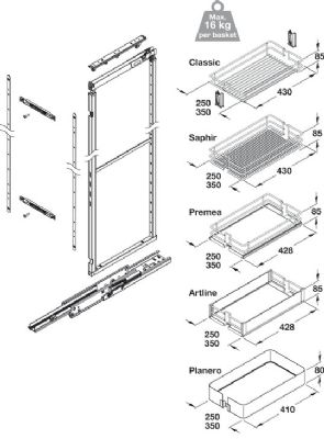 HAFELE 400mm VAUTH-SAGEL VS TALL LARDER PREMEA GREY PULL OUT LARDER UNIT with SOLID BASE WIRE BASKETS (height 1900-2140 mm), 547.49.525 HAFELE 400mm VAUTH-SAGEL VS TALL LARDER PREMEA GREY PULL OUT LARDER UNIT with SOLID BASE WIRE BASKETS (height 1900-2140 mm), 547.49.525